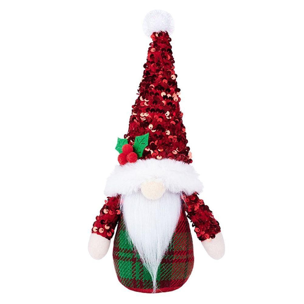 Estatueta de gnomos de Natal, lantejoulas, barba, design de Papai Noel
