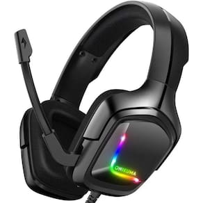 Fones de ouvido Gamer Onikuma K20 LED com microfone preto