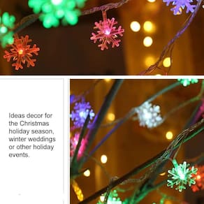 Luz de Natal: 20 LED, 3 m, fio de cobre, design de floco de neve