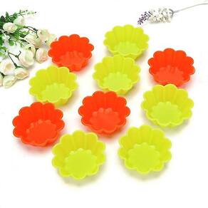 10pcs flor forma silicone forma molde molde pudim muffin m