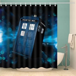 Chuveiro de madeira cortina Doctor Who 3D impressão banheiro impermeável