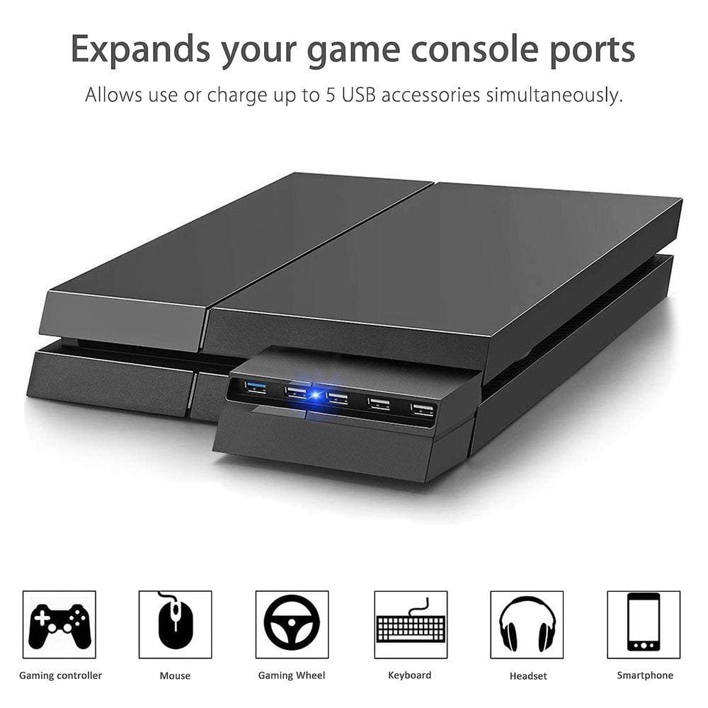 Hub USB de 5 portas para PS4 SLIM Edition, USB 3.0/2.0 de alta velocidade