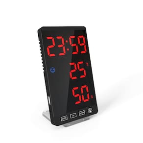 Despertador digital com visor de temperatura e Hu~ (#Black