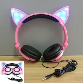 Fones de ouvido estéreo Cat Led Light Foldable Headphone