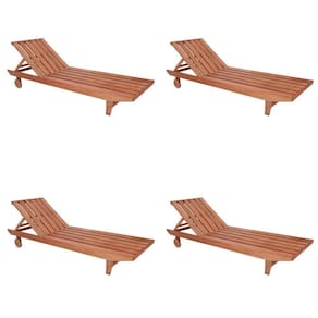 Conjunto 4 Espreguiçadeiras para Jardim em Madeira Maciça Maldivas Madeira