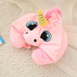 30cm pelúcia unicórnio cartoon cartoon em forma de U travesseiro encapuzado pa