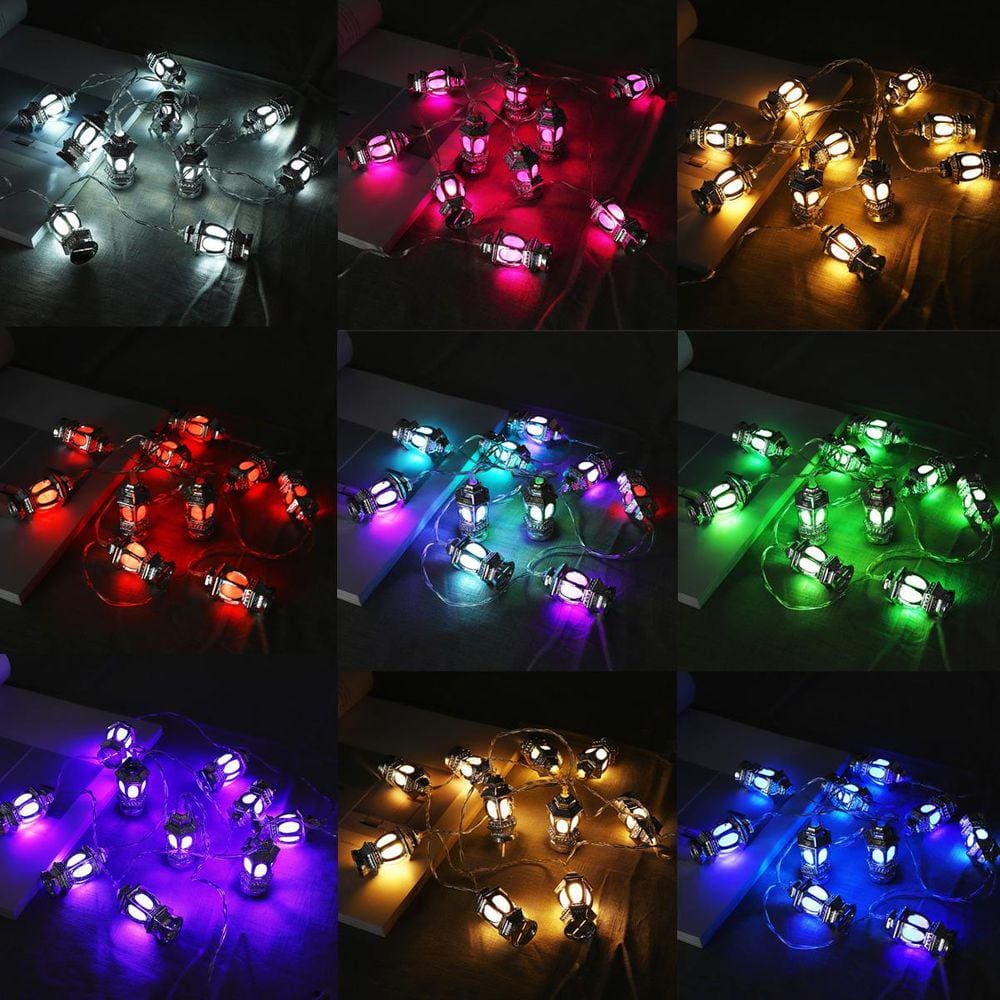 Luzes de corda LED 10X Eid Mubarak Ramadan multicoloridas