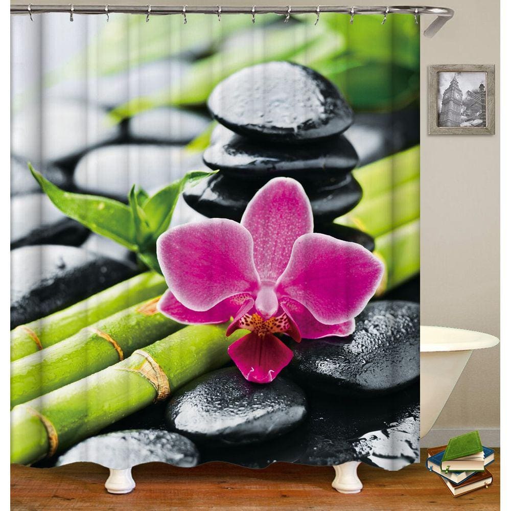 Zen chuveiro cortina home decor 3d cortinas de banho com ganchos gr