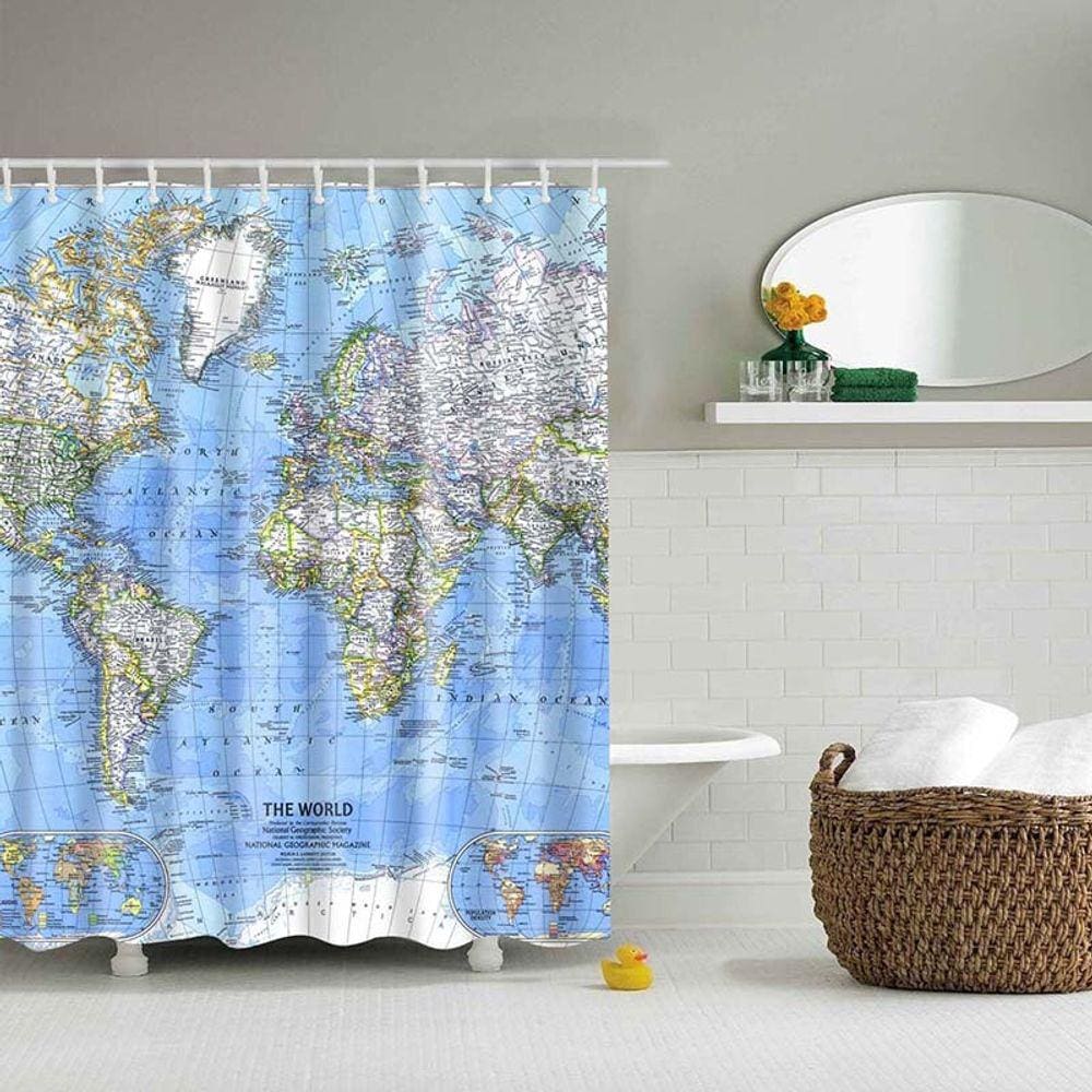 Diferente Mapa do Mundo Padrão Chuveiro Cortinas Impresso Banheiro