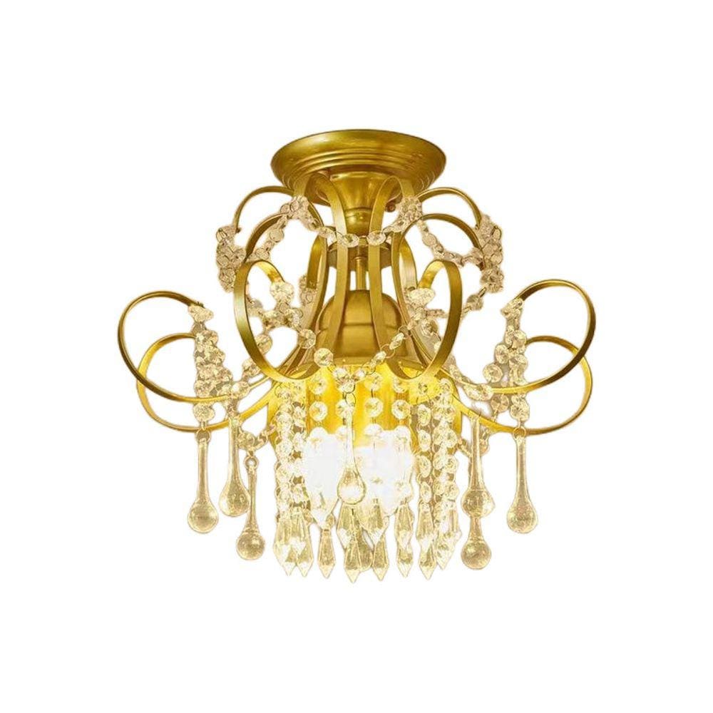 Lâmpada de teto de cristal dourado