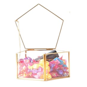 Caixa de armazenamento de jóias de vidro dourado 8x8x4,5cm estilo nórdico