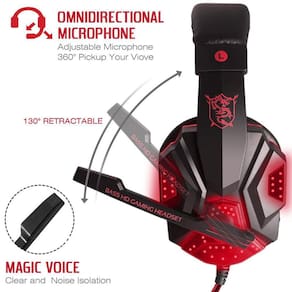 PC780 Gamer Fones de ouvido - Preto Vermelho