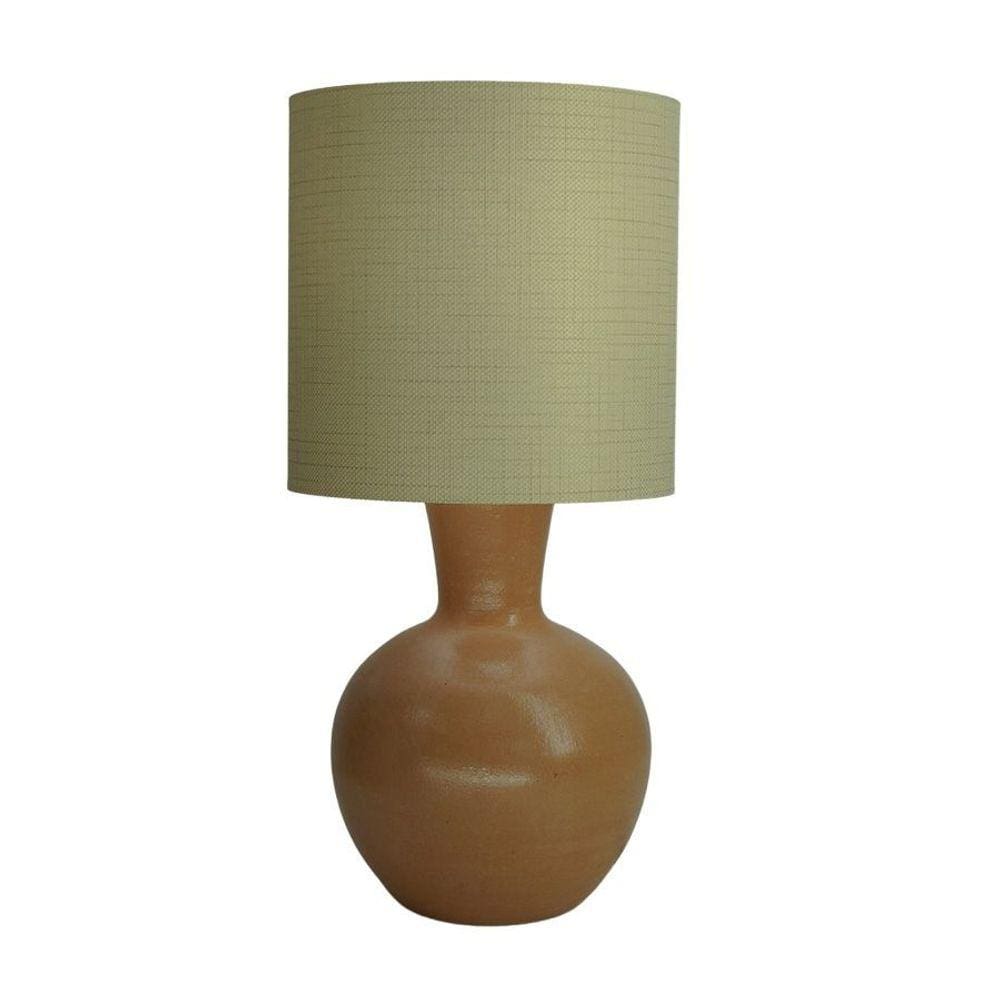 Abajur Mesa Base Cerâmica Rústica E Cúpula Dourada Bivolt