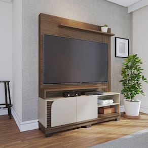 Estante Home Theater 2 Portas Jurerê 1500 Amêndoa / Off White Matte