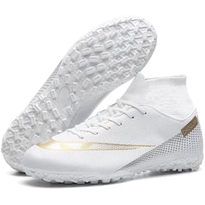 High Top Botas de Futebol Sapato de Futebol Studs Branco TF 35
