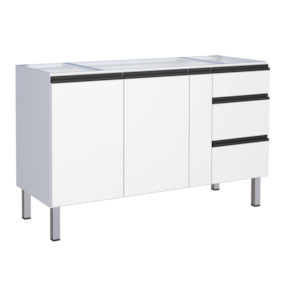 Gabinete Em Aço Gaia Flat C/ Portas Portas Condimento -Moderno- Tam.120,150,180,200 Mt - Cozimax