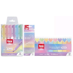Kit Material Escolar Degradê Colorido Tons Pasteis Marca Texto Notinhas Autoadesivas Marcadores De Página Autoadesivos T