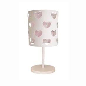 Abajur Infantil Corações com Cristal 20x41 Cm BRANCO/BRACO