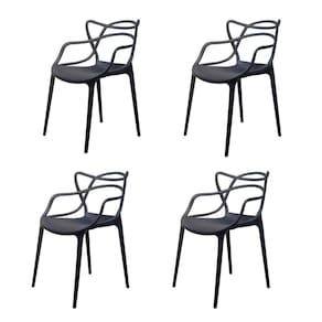 Conjunto com 4 Cadeiras para Sala de Estar Berrini Preto