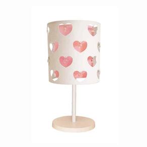 Abajur Infantil Corações com Cristal 20x41 Cm ROSA/BRACO