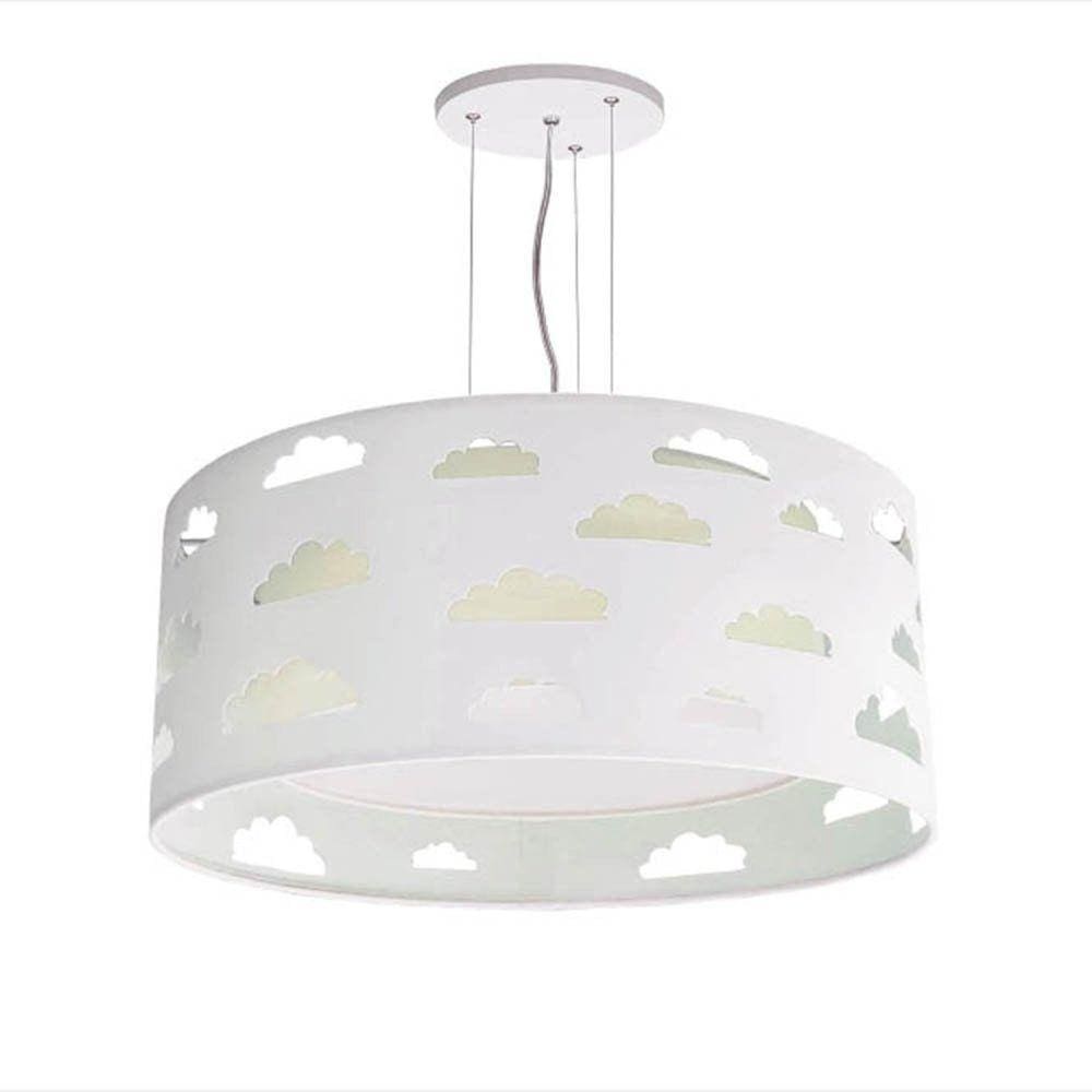 Lustre Infantil Luminária Pendente Nuvens Recortes Cru40x16 Cru/Branco
