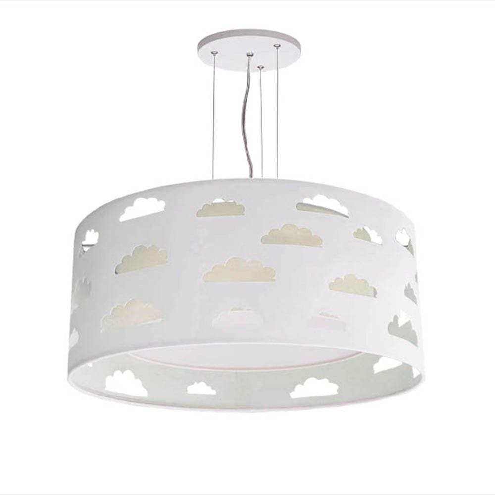 Lustre Infantil Luminária Pendente Nuvens Recortes Caqui 40x16 Caqui/Branco