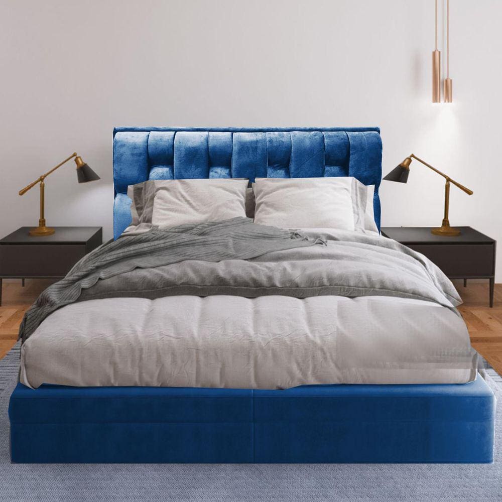 Cabeceira Cama Box Cherie Suede Moderna 140 Marinho