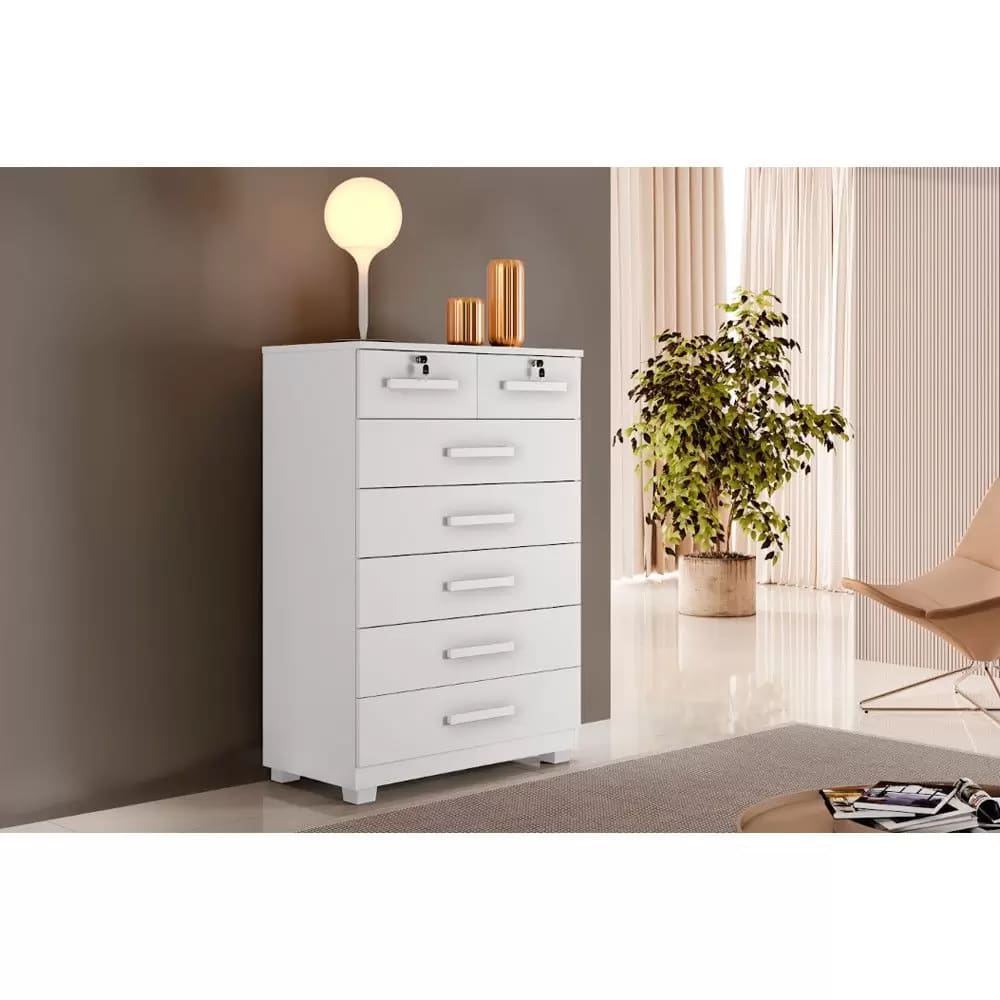 Cômoda New Barcelona com 7 Gavetas Benetil - Branco