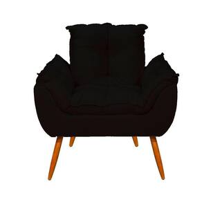 Poltrona Opala Pés Palito Suede Sala Quarto Escritório Preto