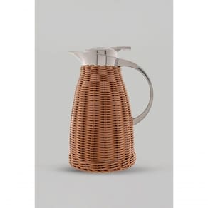 Garrafa Térmica 1,5l Em Aço Inox Com Rattan Marrom