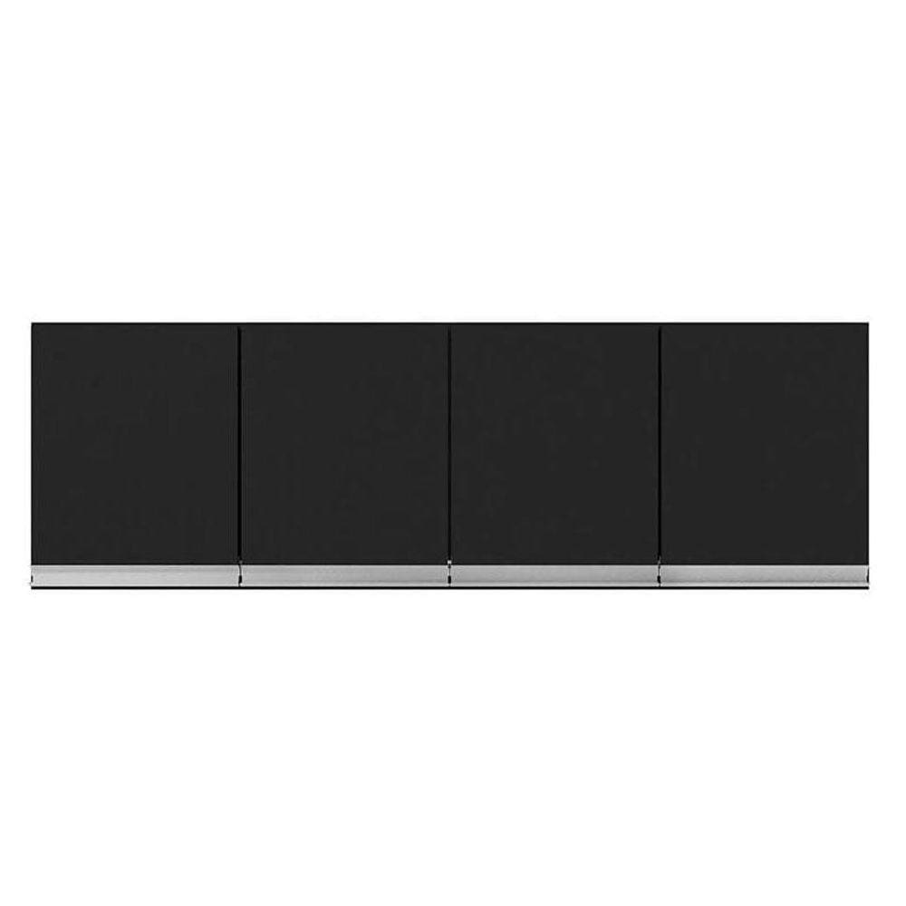 Armário Aéreo para Cozinha Andréia 4 Portas 150 cm Preto Fosco - AJL