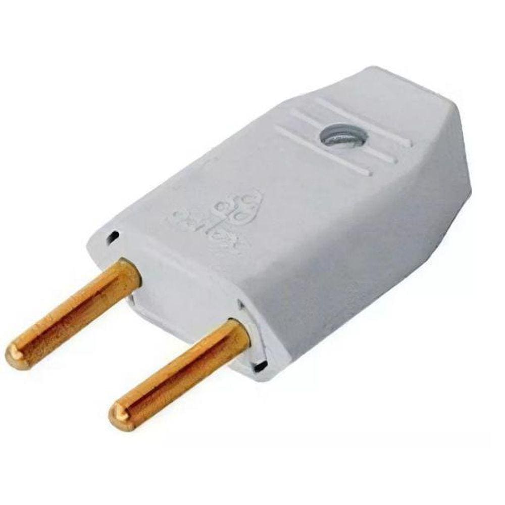 Plug Macho Maciço 10A Branco 1041 - Perlex