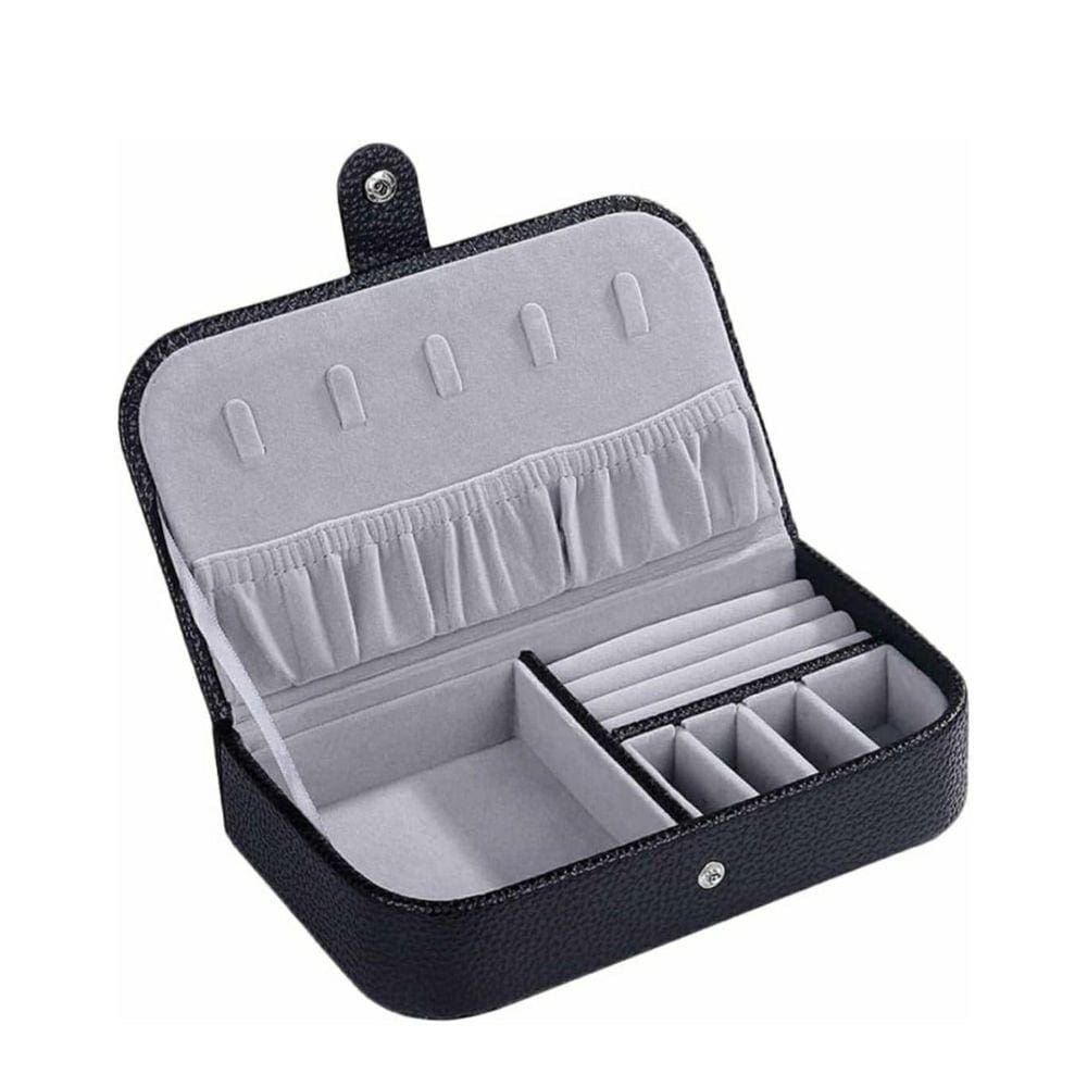 Porta Joias Multi-Função Portátil Material Sintético Preto