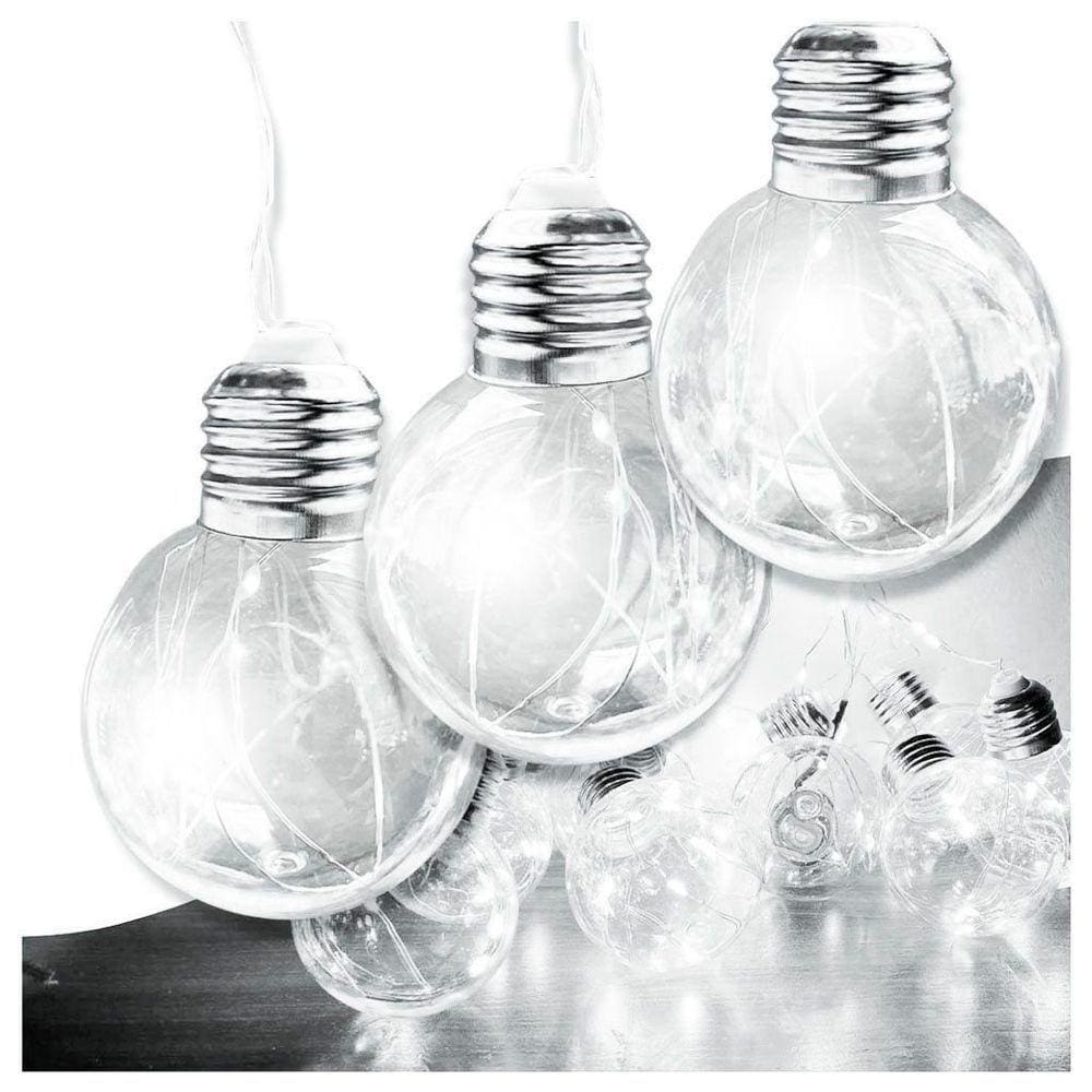 Varal Cordão Fio De Luzes 10 Lâmpadas 220v Led 4,6m Foco Incandescente Luz Branca Natal Enfeite