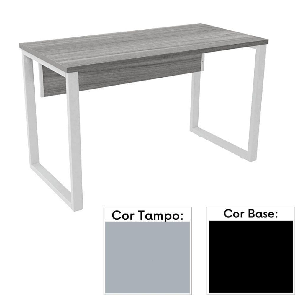 Mesa de Escritório Pé Tubular PE25 em MDP 90 x 60 cm Cinza com Base Preta