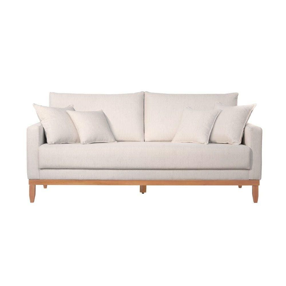 Sofá Living Dds 190cm Em Madeira Com Almofada Due Decor Bege