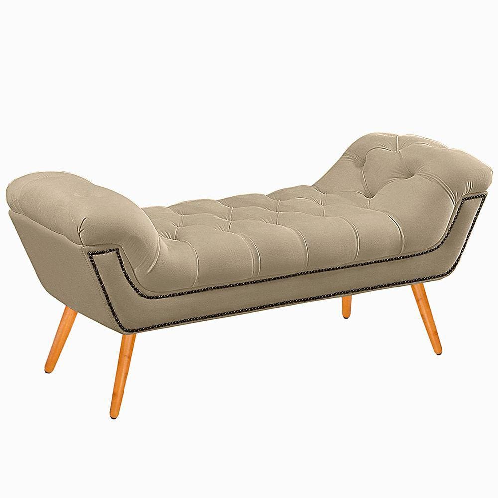 Recamier Calçadeira Casal Quenn 160cm Ayla Veludo Bege - Montanaris Decor