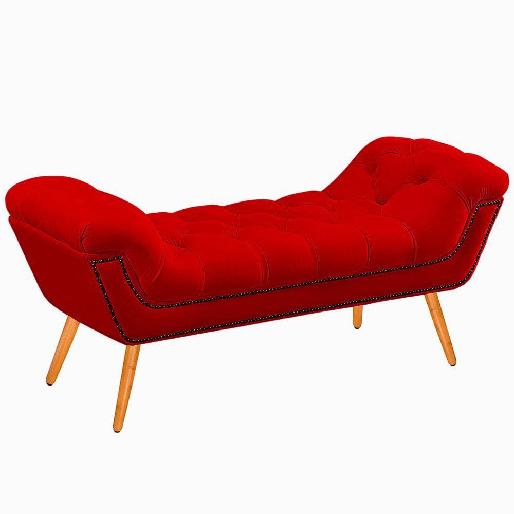 Recamier Calçadeira Casal Quenn 160cm Ayla Veludo Vermelho - Montanaris Decor