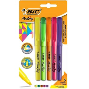 Marca Texto BIC Marking 5 Cores Fluorescentes 5 Unidades