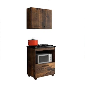 Kit Cozinha Balcão 4 Bocas Salvia Mais Armário Aéreo 2 Pt Ypê