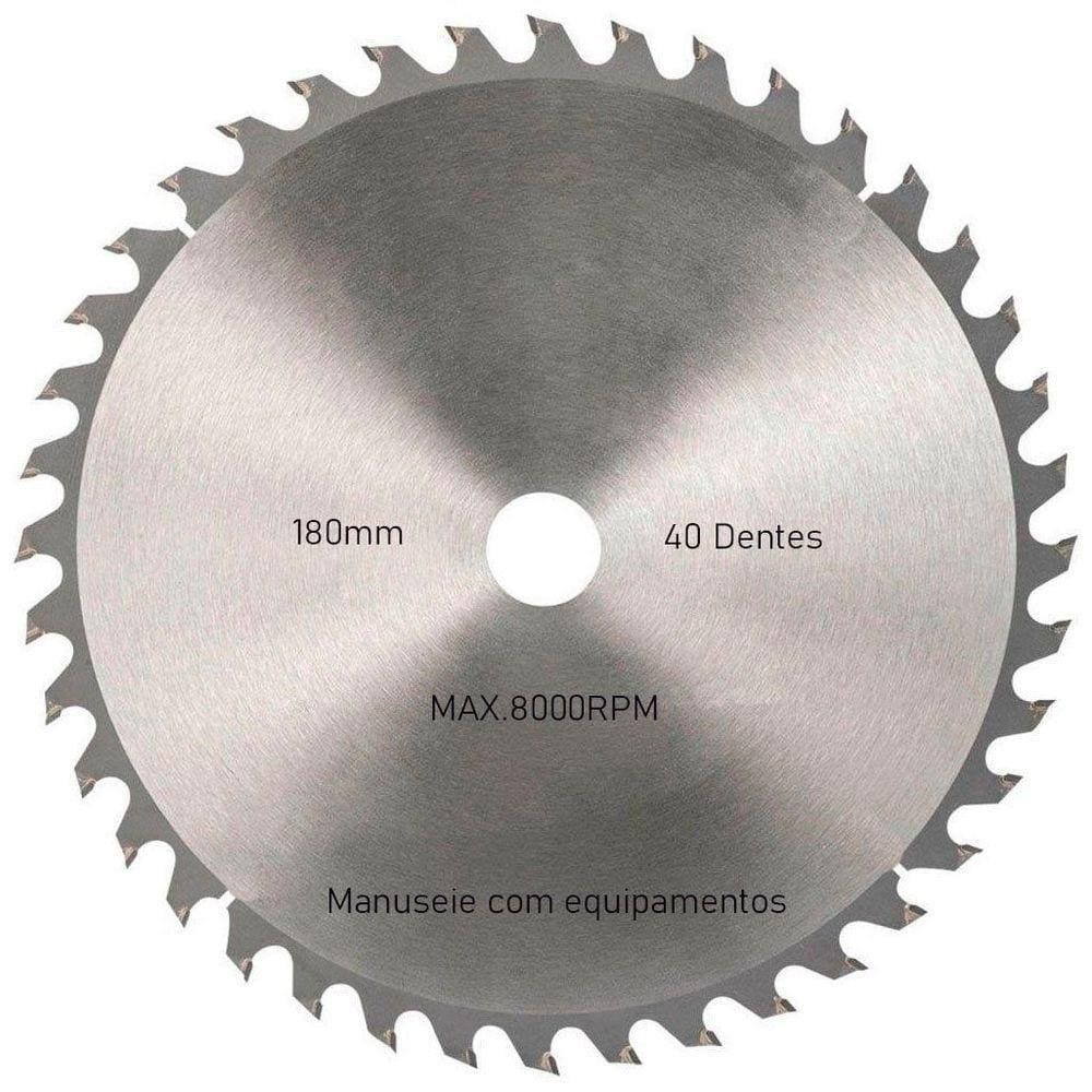 Disco De Serra Circular Com 40 Dentes 7" 180mm Para Madeira