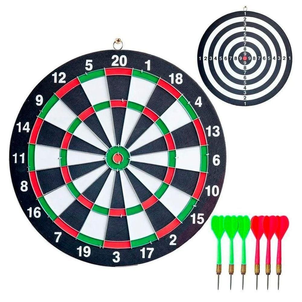 Jogo De Dardos Com Alvo Dupla Face Tabuleiro 40cm 6 Dardos