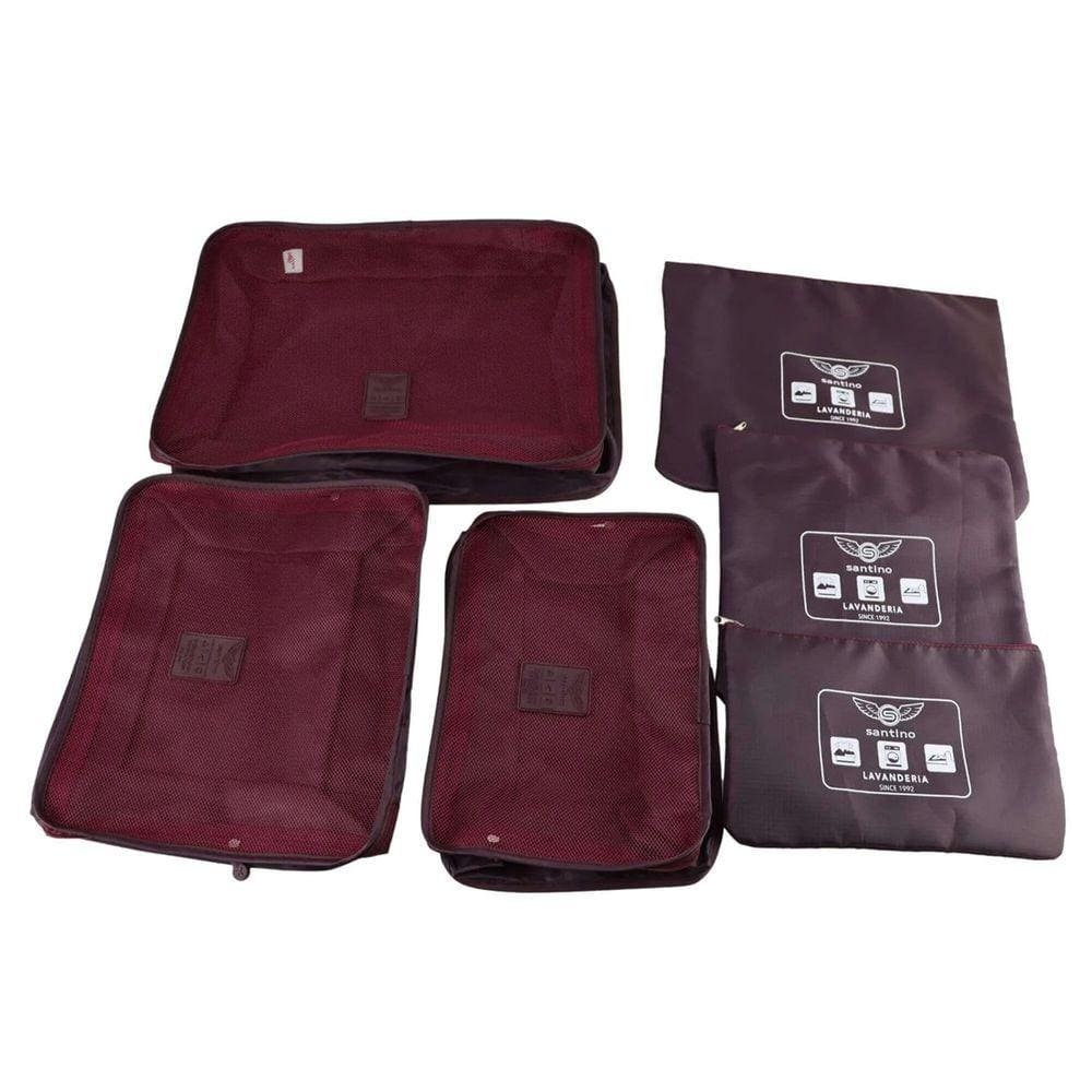 Organizador De Mala De Viagem Kit 6 Necessaire Bolsa Wa Magazine- Vinho