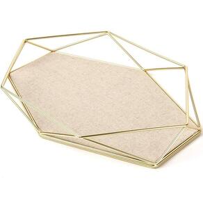 Bandeja para Acessorios Porta Joias Prisma Dourado UMBRA