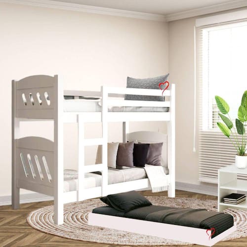 imagem-Beliche Treliche Reforçada c/ Cama Auxiliar Pérola - Branco