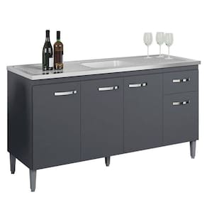 Balcão de Pia Gabriela 150 cm Cinza Fosco - AJL