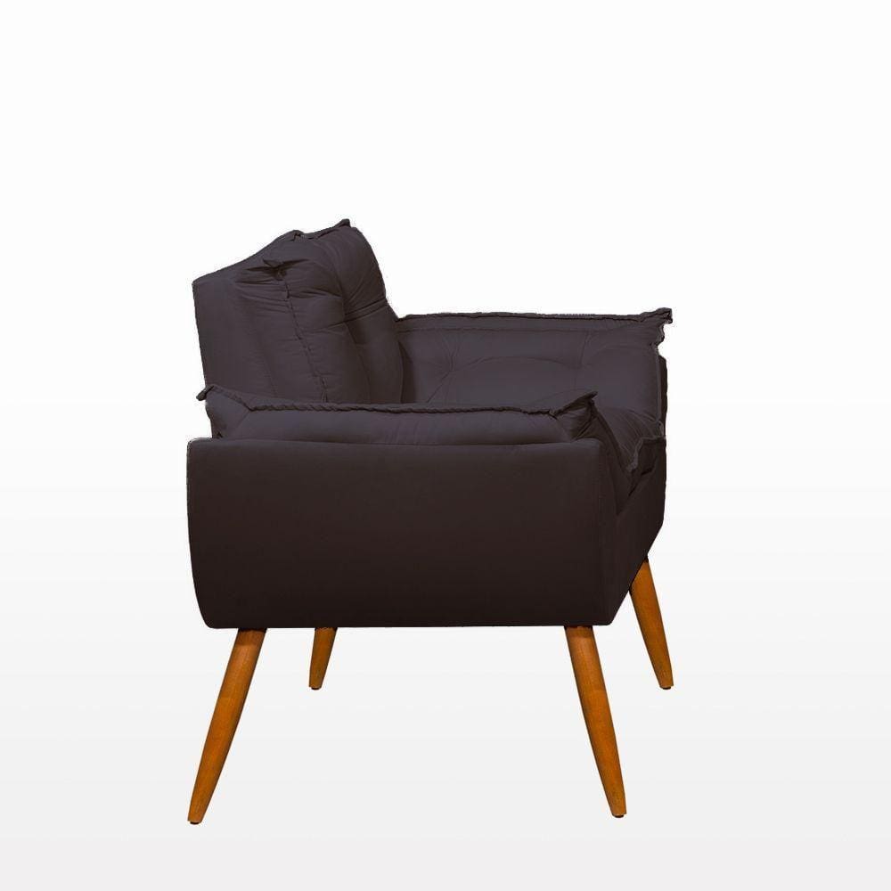 Poltrona Opala Pés Palito Suede Sala Quarto Escritório Cinza