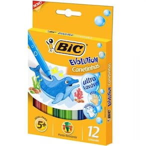 Canetinha Hidrografica BIC ULTRA Lavavel com 12 Cores