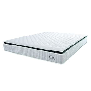 Colchão Casal Queen Molas Ensacadas City Pillow Top 158x198x23cm Branco/Preto Hellen - Suporta até 110kg por Pessoa
