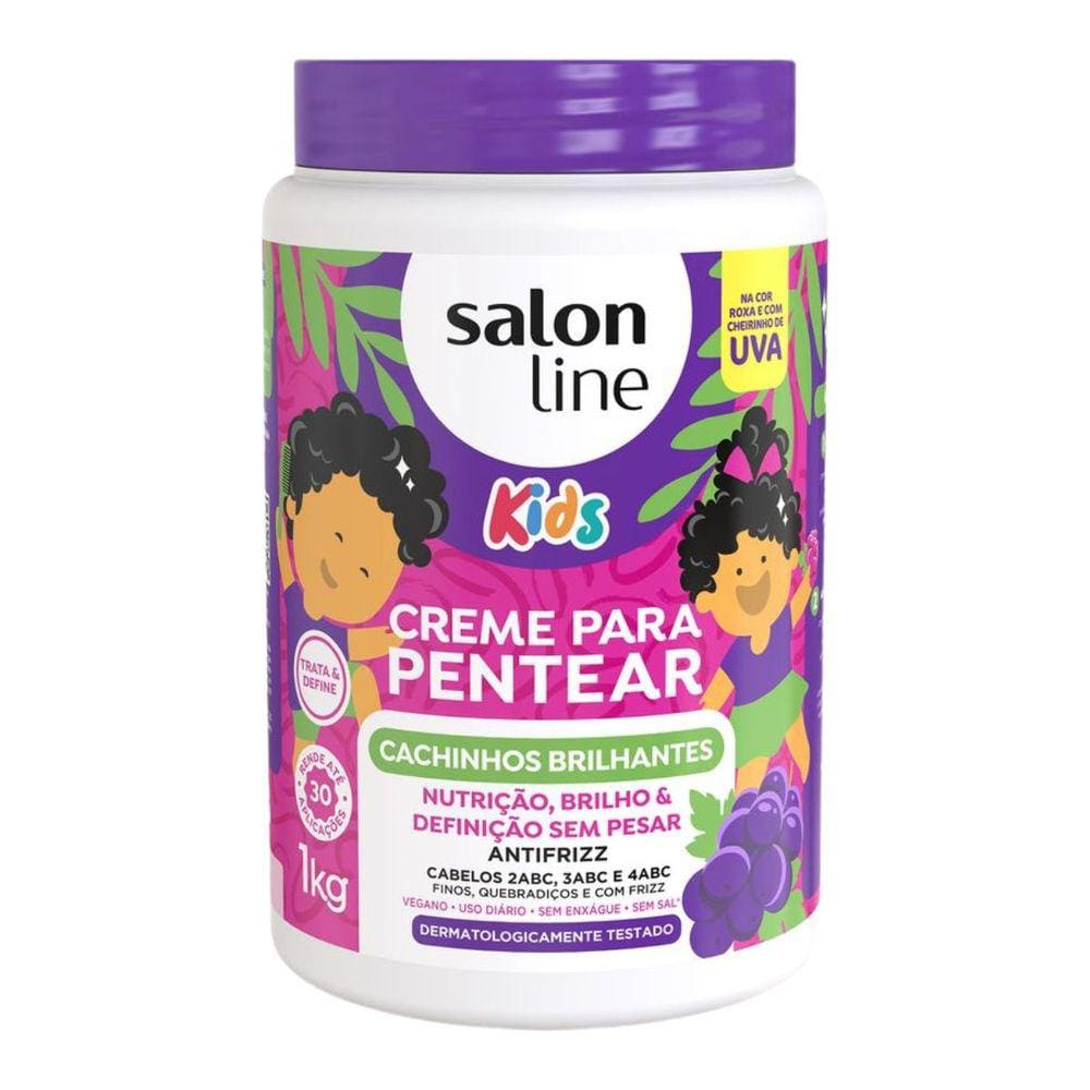 Creme Para Pentear Salon Line Kids Cachinhos Brilhantes Uva 1kg